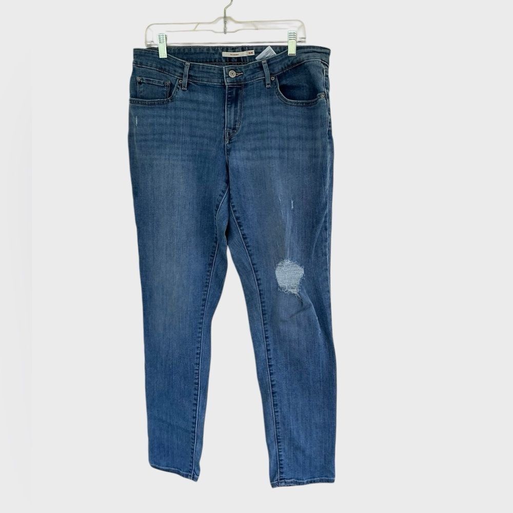 Levi’s 711 Skinny Jeans Women’s 16 Medium Wash Distressed Stretch Denim